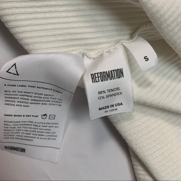 Reformation Tencel Light Cream Stretch Ribbed Mini Dress - Picture 6 of 12